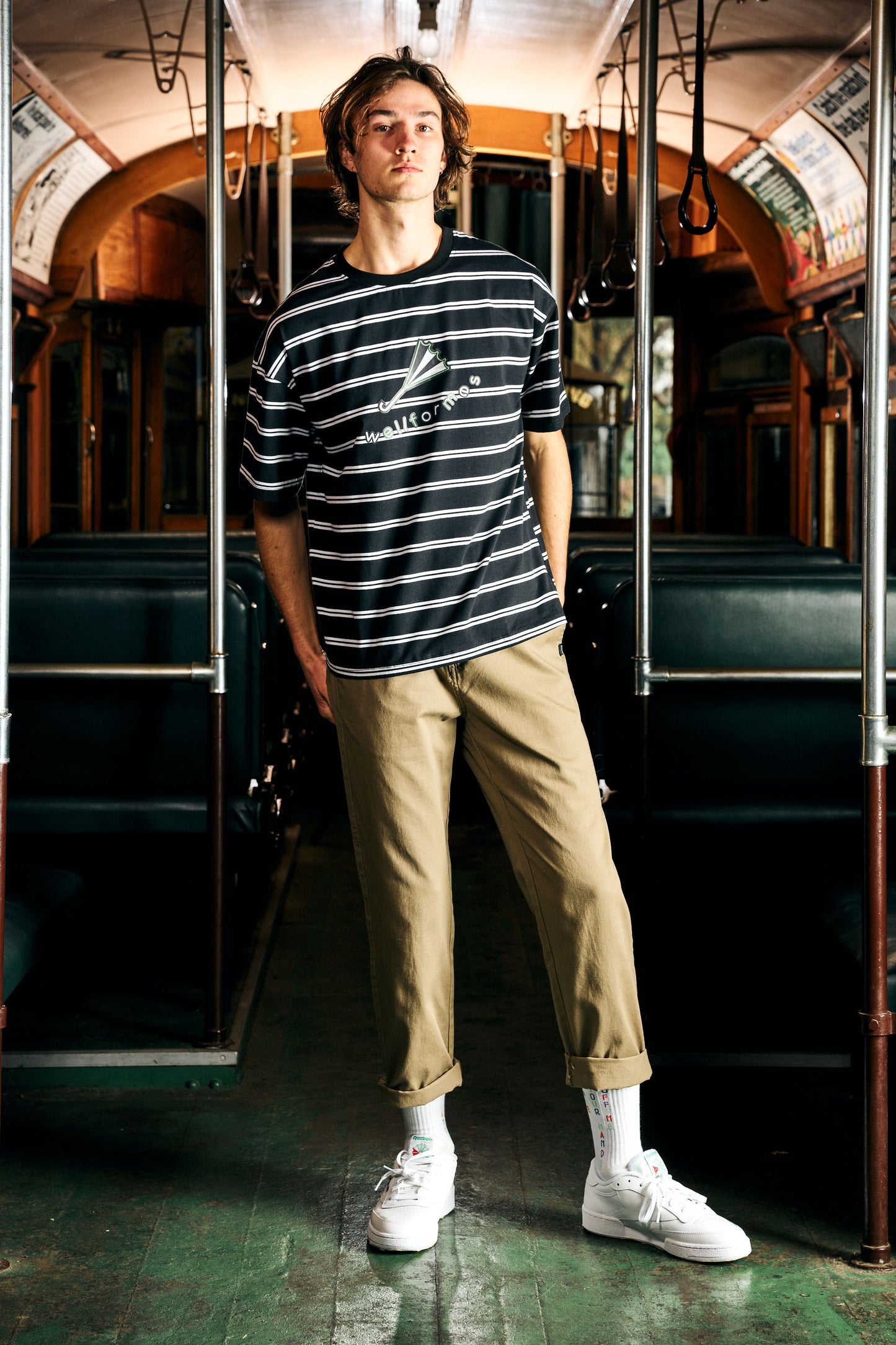 Regular fit - black stripped logo t-shirt