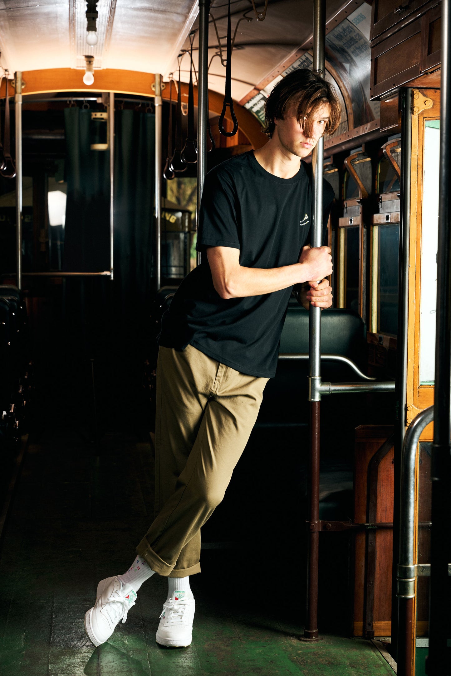 Pocket logo double sided yellow and black t-shirt