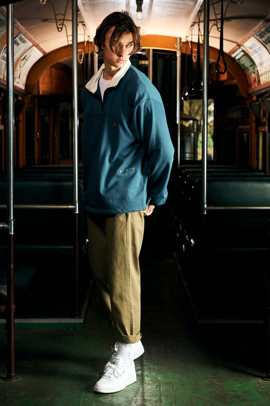 Relaxed fit blue zip jumper